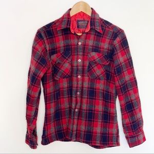 Vintage Woodland wool plaid shirt M